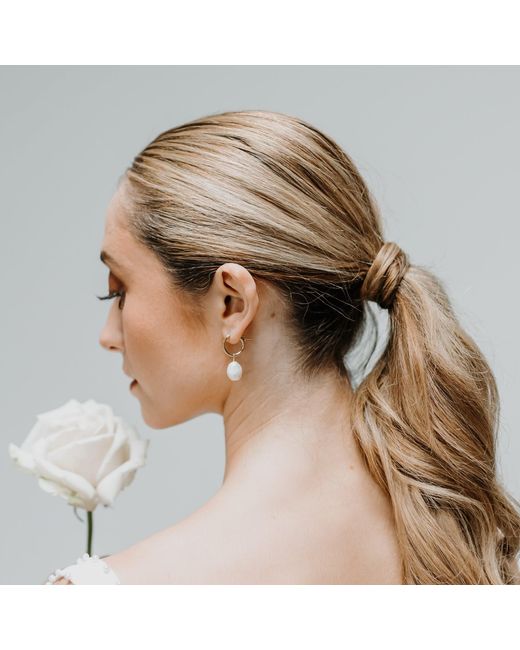 Kiri & Belle White Sia Sterling Baroque Pearl Hoop Earrings