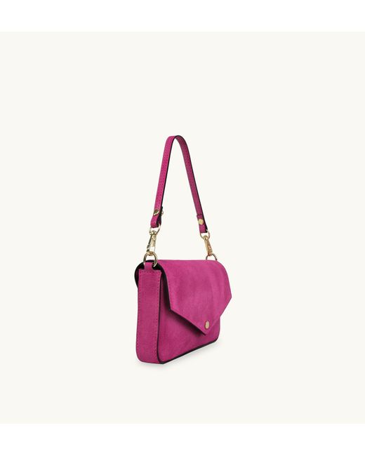 Apatchy London Purple The Munro Hot Suede Shoulder Bag