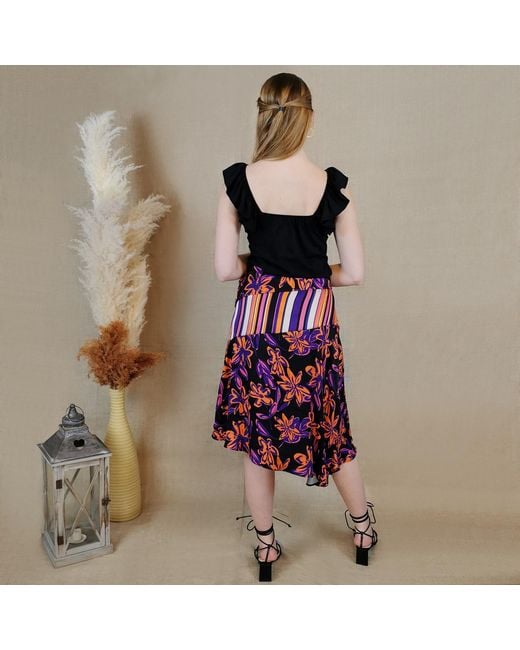 Lalipop Design Sleeveless Black Blouse With Ruffled V-neck