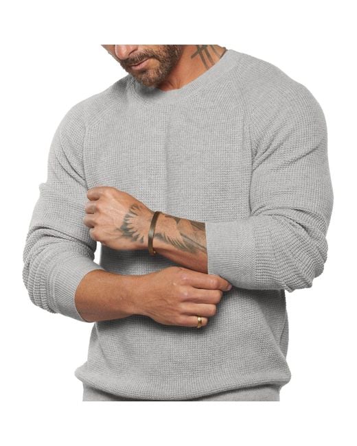 Weston Jon Boucher Gray Valen Waffle Knit Cashmere And Wool Fitted Lightweight Sweater for men