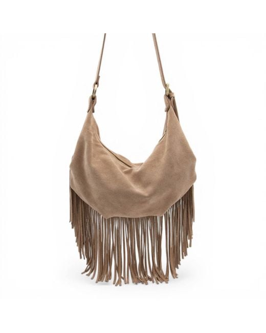 Bolsa Nova Handbags Brown Neutrals Dallas Suede Fringe