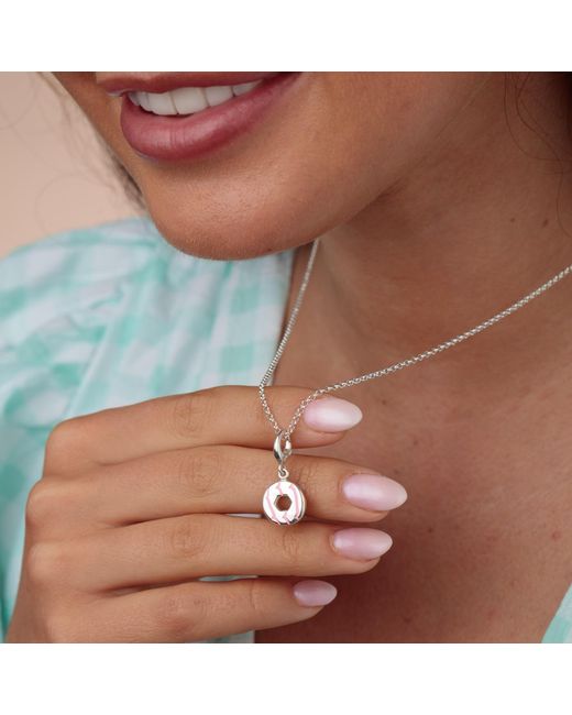 Lily Charmed Metallic Sterling Party Ring Charm Necklace With Enamel