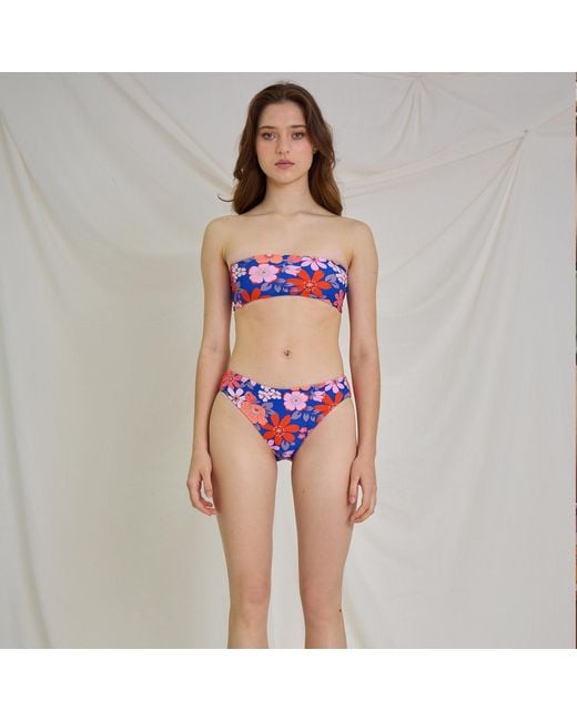 Aulala Paris Blue Summer Blossom Reversible Bandeau Bikini