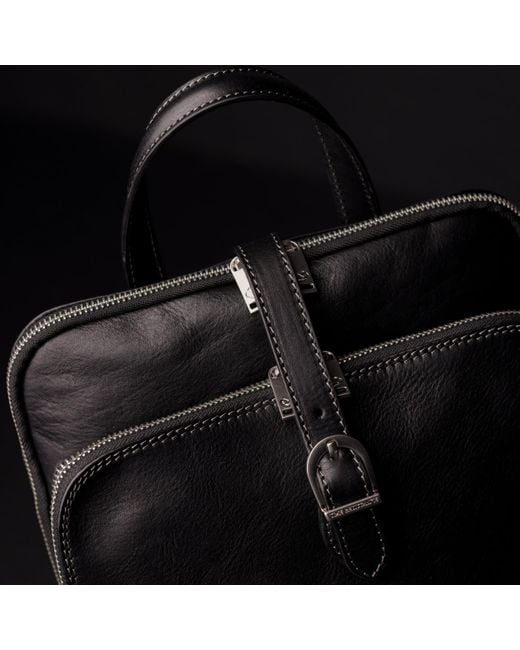 Time Resistance Black Convertible Leather Backpack Shoulder Bag