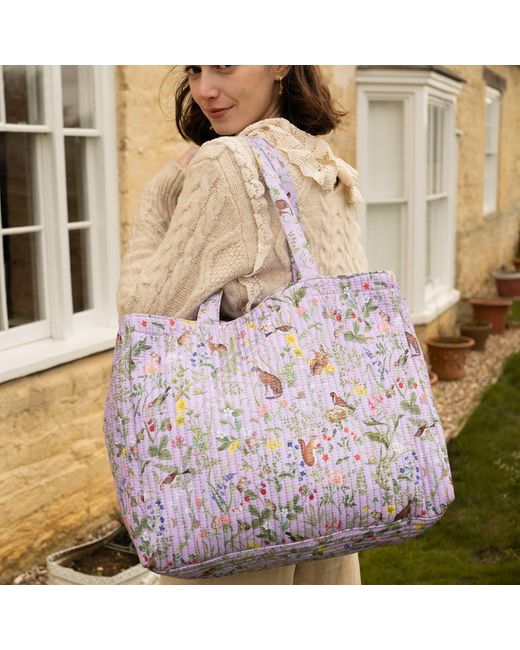 Fable England Multicolor Fable Meadow Creatures Lilac Quilted Tote