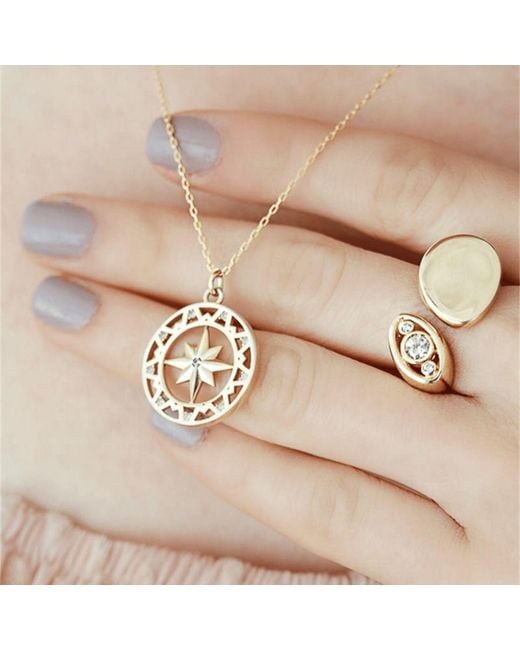LINYA JEWELLERY Metallic North Star Gem Medallion