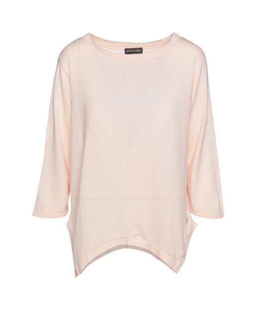 Conquista Pink Knit Cotton Top With An Uneven Hemline