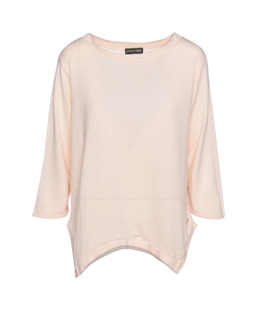 Conquista Pink Knit Cotton Top With An Uneven Hemline