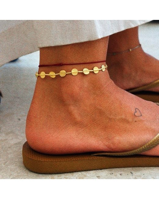 The Pheia Metallic Textured Disc Anklet