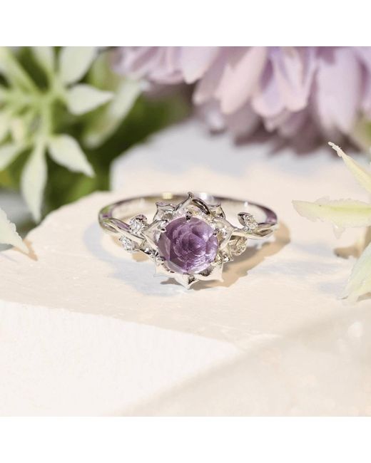 Azura Jewelry New York Metallic Moonflower Amethyst Ring Vermeil