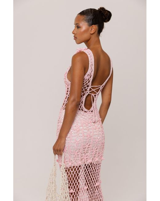 Andreeva Pink Vanilla Handmade Maxi Crochet Dress
