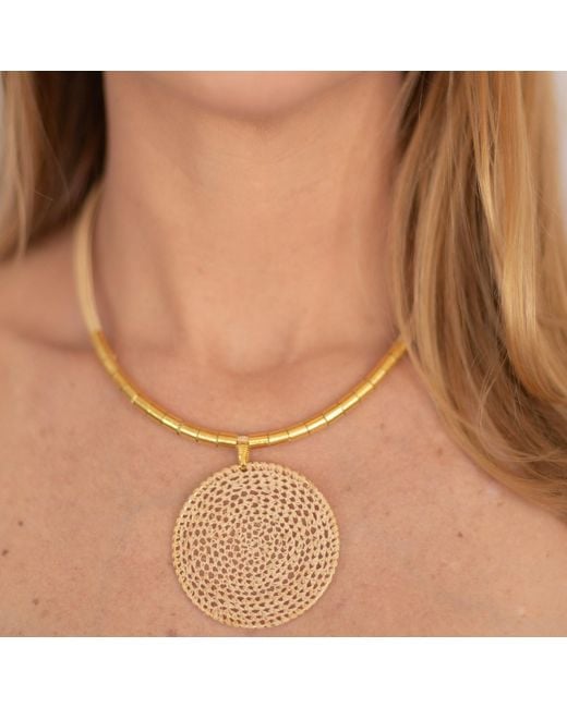 Nart Nature Making Art Metallic Neutrals The Dream Catcher Buriti Natural Fiber Necklace