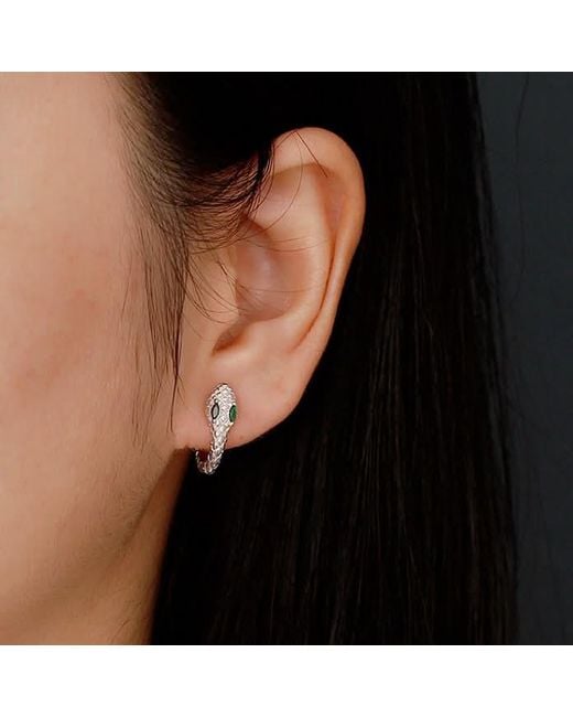 Angel Barocco Blue Small & Dainty Snake Hoops Earrings