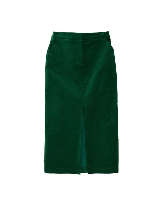 Louche Green Balthazar Babycord Midi Pencil Skirt