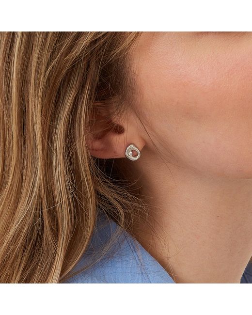 Spero London Metallic Dripping Molten Natural Textured Sterling Authentic Earring