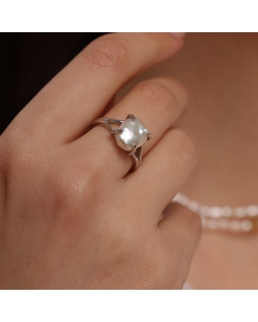 Pearl Code White Keshi Pearl Ring – Statement Ring