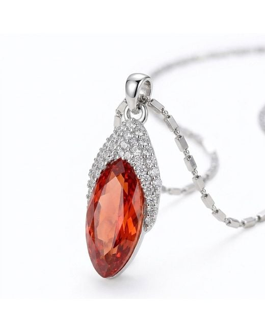 Modenaire Red Oval Crystal Pendant Necklace
