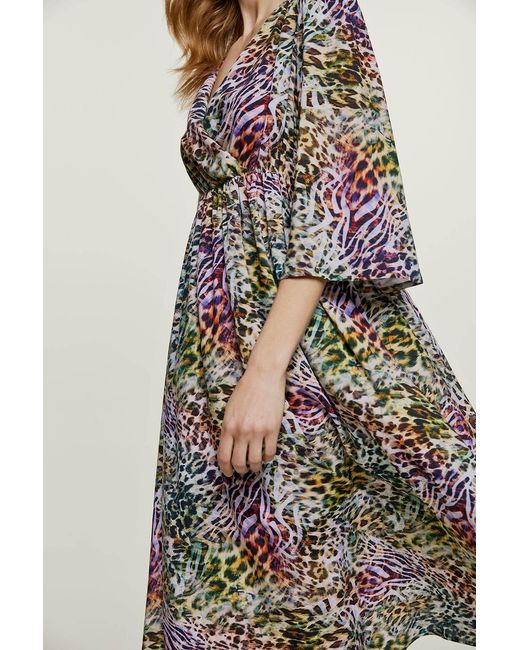 Conquista Multicolor Animal Print Empire Line Dress