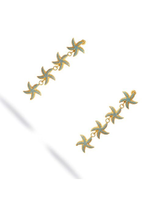 Ebru Jewelry Metallic Starfish Cascade Dangle Earrings