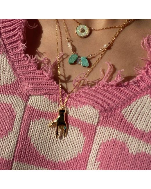 Native Gem Metallic Universal Language I Love You Sign Necklace