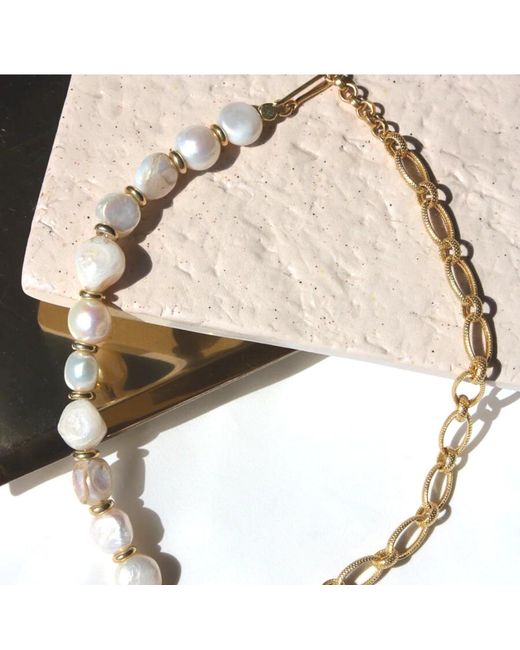 LINYA JEWELLERY Metallic Baroque Chain Necklace