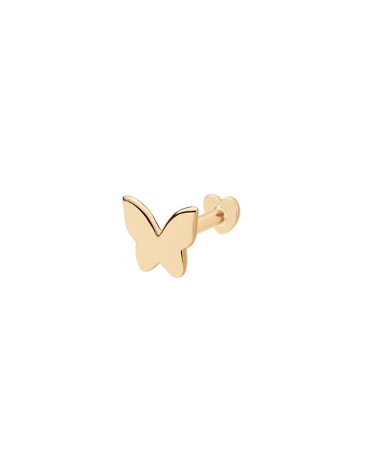 Vanhi Metallic 14K Solid Butterfly Flat Back Stud