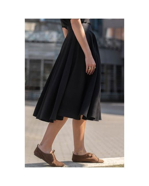 Oh!Zuza Black Echo Viscose Midi Skirt With Pockets –