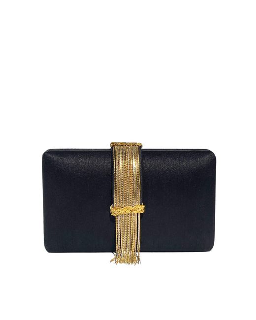 Simitri Blue Noir Fringe Clutch