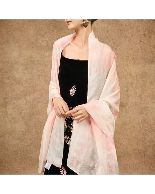 Silk and Bears Pink Coral Blush Shibori Silk Scarf – Hand-Dyed Mulberry Silk Shawl, Beach & Resort Cover-Up