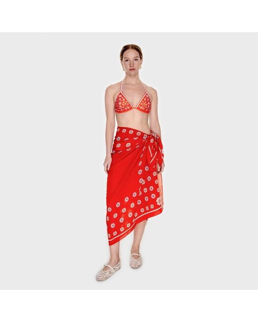 Jessie Zhao New York Red Beach Sarong Wrap