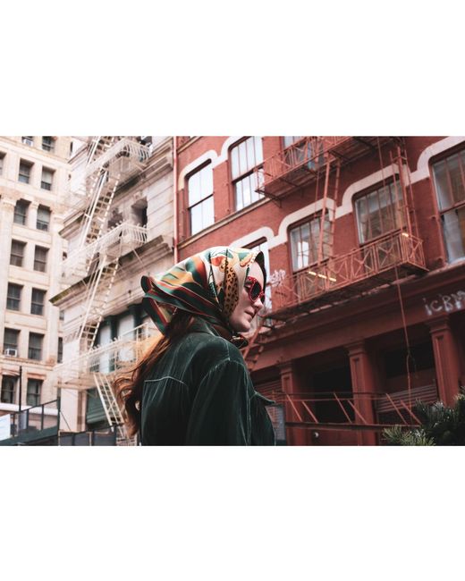 Jessie Zhao New York Green Double Sided Silk Scarf Of Wonderland