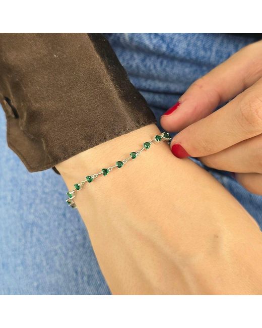 Harfi Metallic Emerald May Birthstone Heart Tennis Bracelet