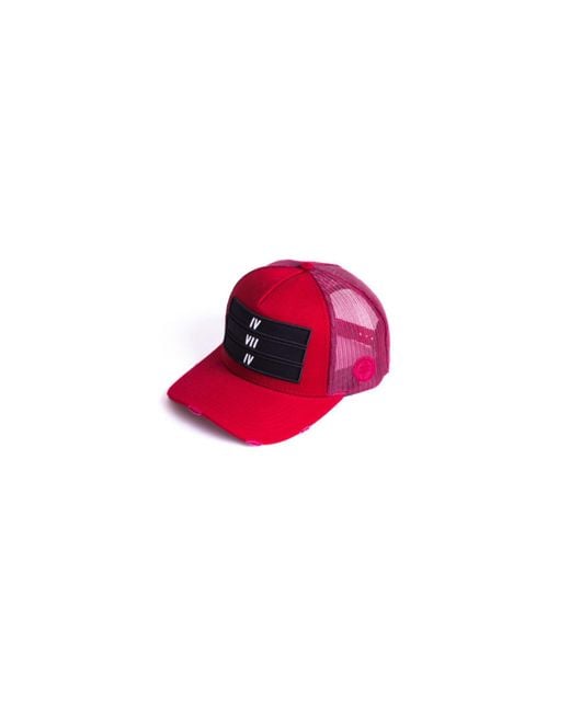 474 co Red 474 3 Bars Trucker Hat for men