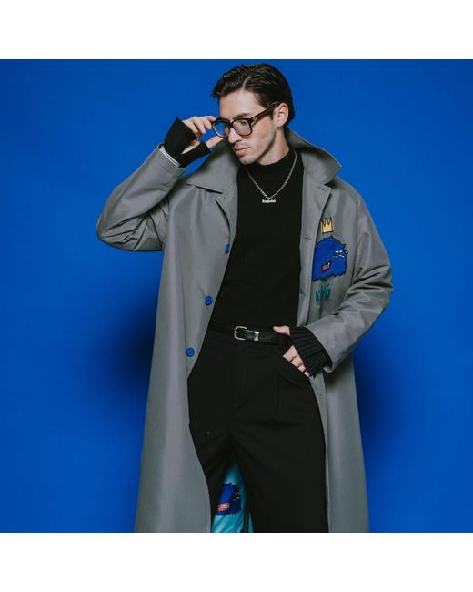 King Naked Green Fur Me Not Trench Coat for men