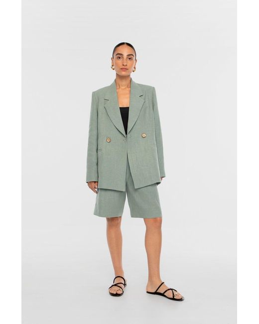 Dāl the Label Neutrals Linen Wide Suit Shorts Natural