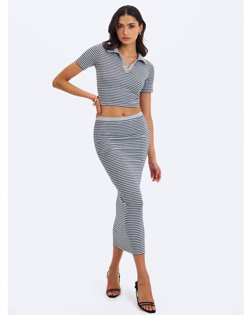 Miss Circle New York Blue Westley & Lyocell Jersey Striped Polo Top