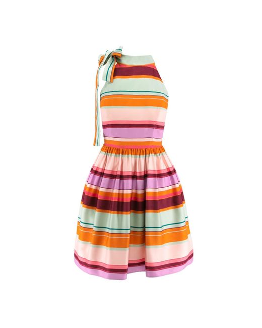 AVENUE No.29 Orange Striped Tie Dye Halter Neck Mini Dress