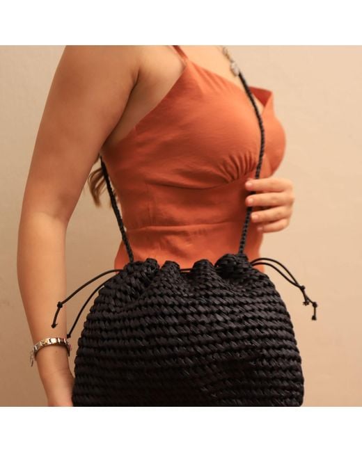 Springmoonatelier Black Handmade Raffia Shoulder And Crossbody Bag – Chic And Elegant