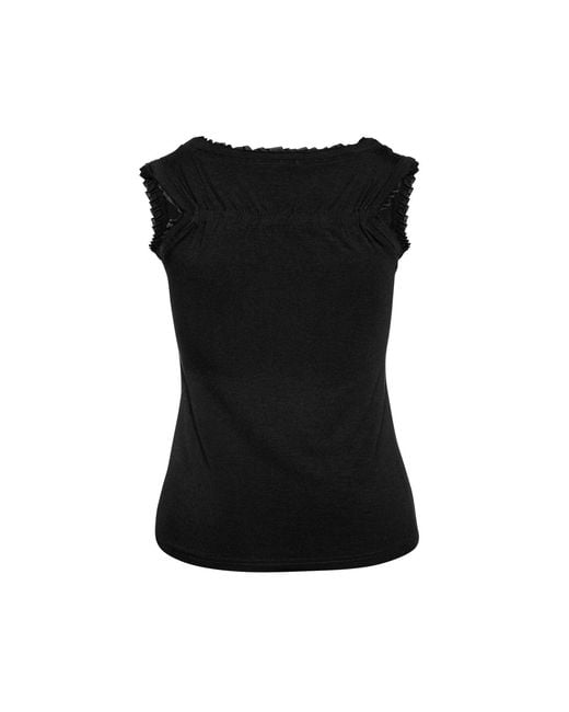 Conquista Black Raw Edge Detail Fashion Top