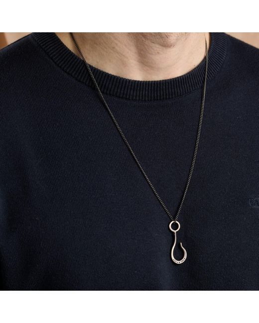 Posh Totty Designs Black Oxidised Sterling Hook Necklace for men
