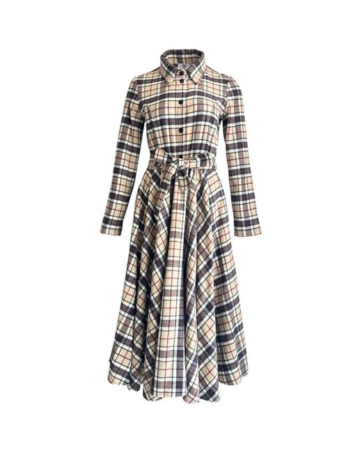 Adrenaline Fashion Black Neutrals Elegant Long Plaid Dress – Designer Dress