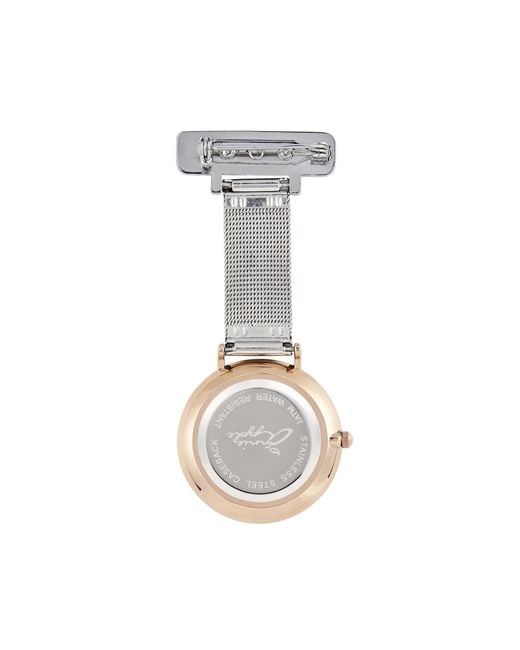Bermuda Watch Company Metallic Annie Apple Rose Mesh Nurse Fob Watch