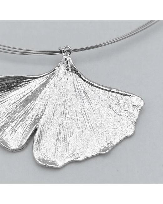 Mother Nature Jewelry White Ginkgo Biloba Leaf Necklace, Handmade Statement Pendant
