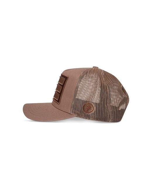 474 co Brown Neutrals 474 Bars Embroidered Trucker Label Hat for men