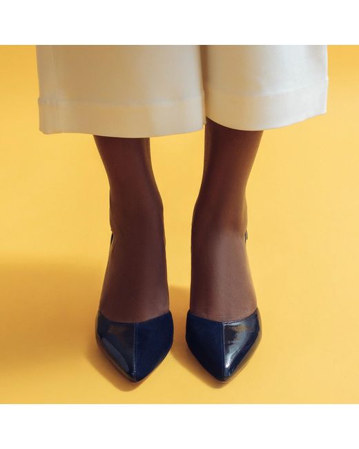 Rosamund Muir London Blue Augusta Duo-Texture Slingback Heels
