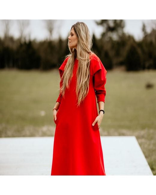 Nola Red Lily Midi Dress
