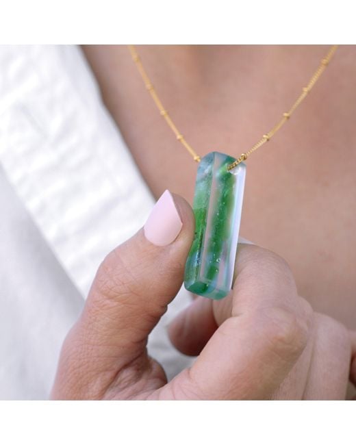 Smart Glass Jewelry Green Recycled Glass Mosaic Stiletto Confetti Necklace Fill