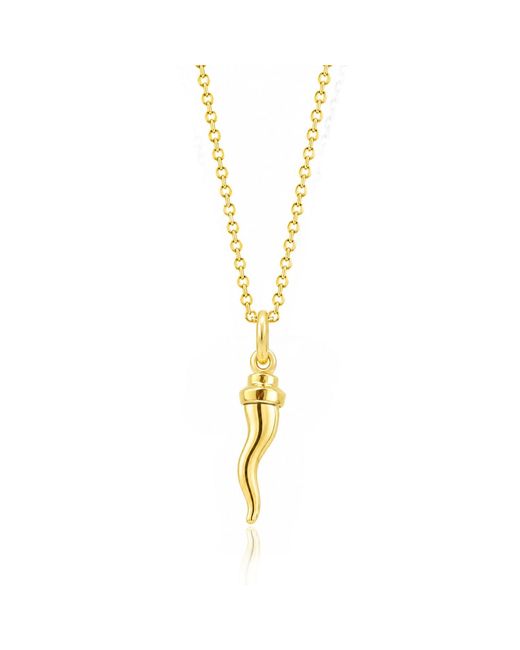 Unaloe Metallic Plated Italian Horn With Bowler Hat Pendant Necklace
