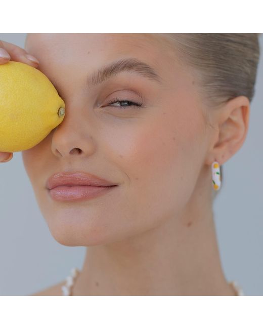 Arctic Fox & Co. Metallic Lemon Ceramic Hoop Earring