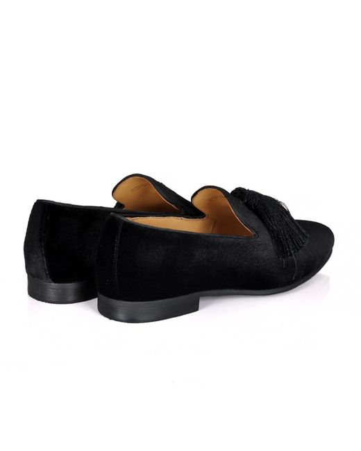 DAVID WEJ Black Bradford Velvet Tassel Loafers – for men